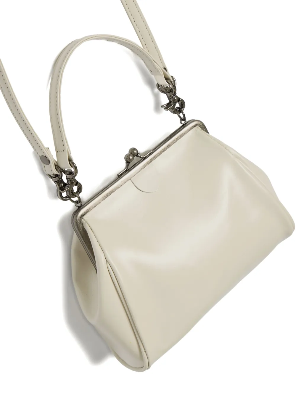 Y's Metal-clasp Top-handle Shoulder Bag In Neutral