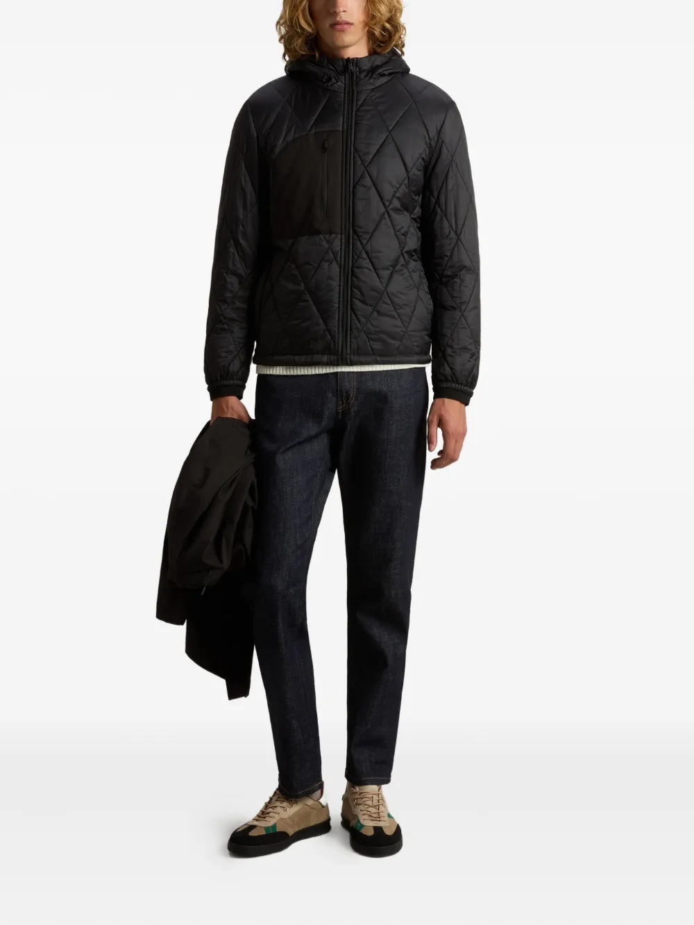 Woolrich Diamond-pattern Jacket In Black