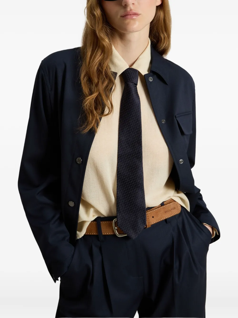 Woolrich Shirtjack met trekkoord Blauw