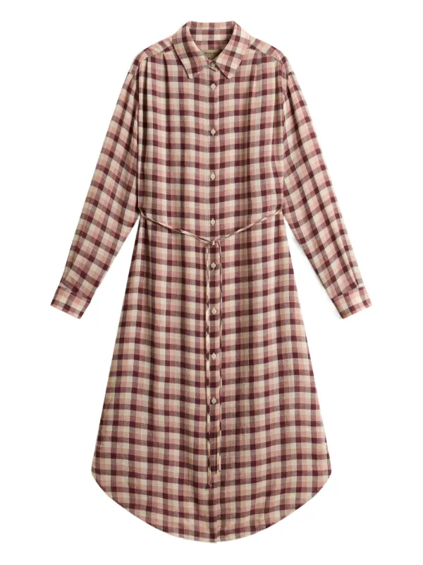 knee length dresses for ladies Cozy Chic Blue & Orange Gingham Flannel Midi Dress main image 1