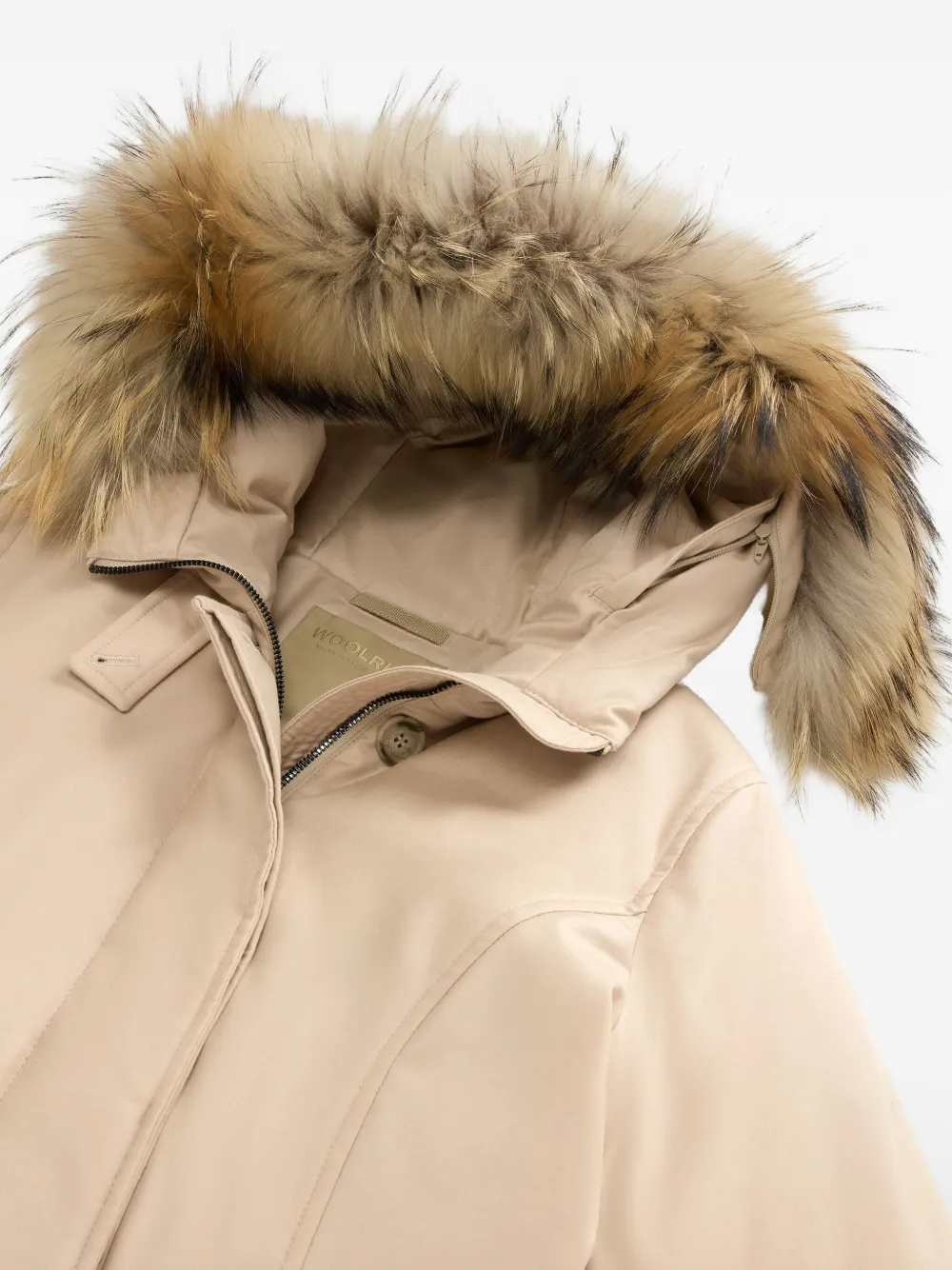 Woolrich Fur-trimmed Hooded Parka In Neutral