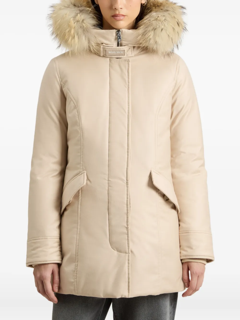 Woolrich Fur-trimmed Hooded Parka In Neutral