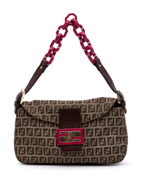 Fendi Pre-Owned 2000-2010 Zucchino Canvas Double Flap Chain shoulder bag