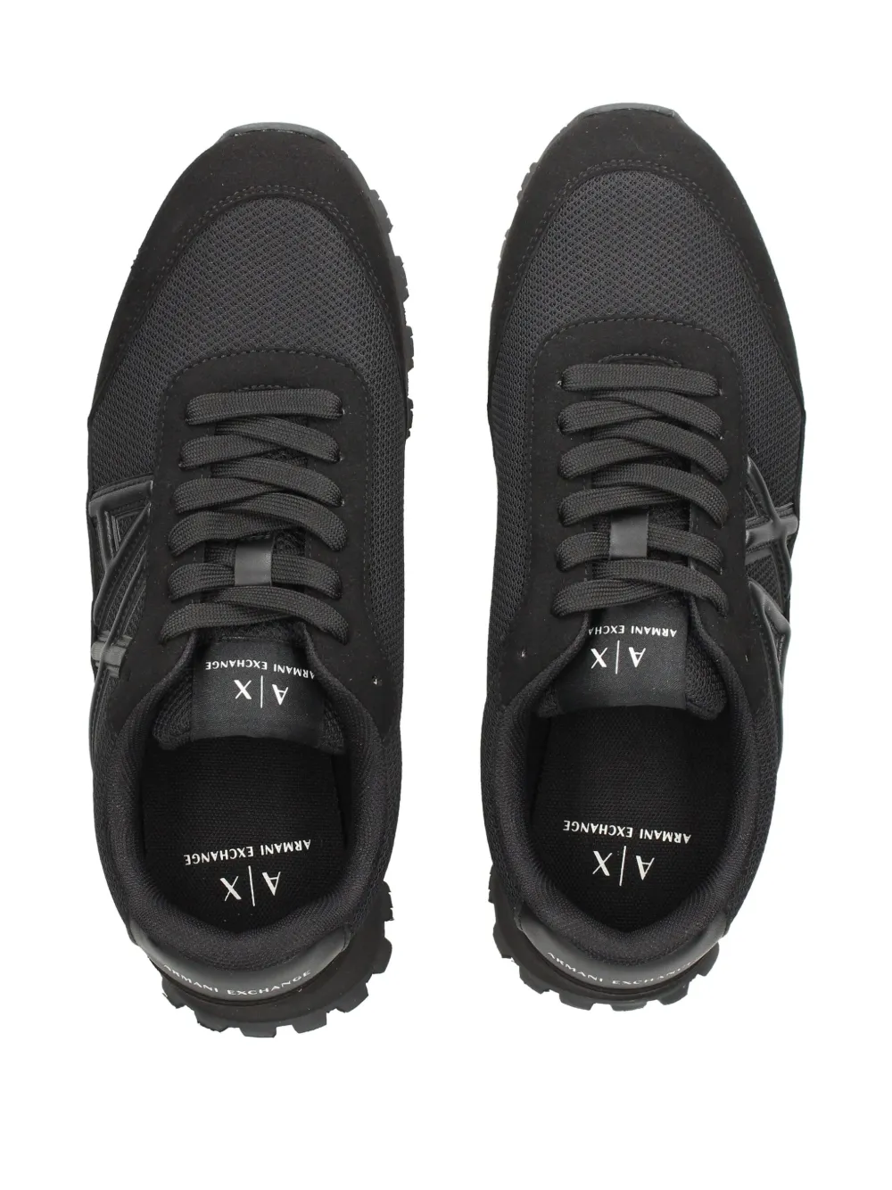 Armani Exchange Logo-detail Mesh Trainers In Black