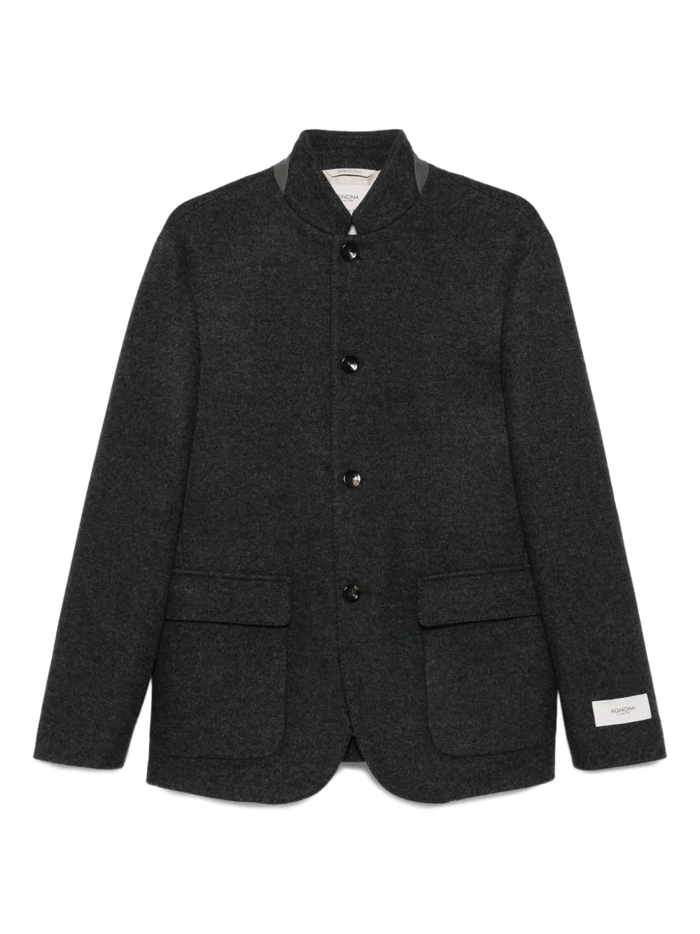 stand-collar patch-pocket jacket