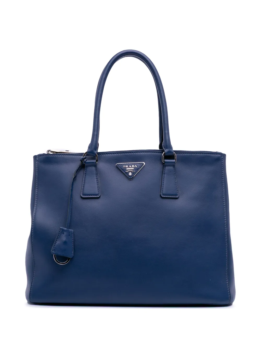 Prada Pre-Owned 2021 ラージ シティ ガレリア ダブルジップ サッチェルバッグ - ブルー Prada Pre-Owned 2021 ラージ シティ ガレリア ダブルジップ サッチェルバッグ - ブルー