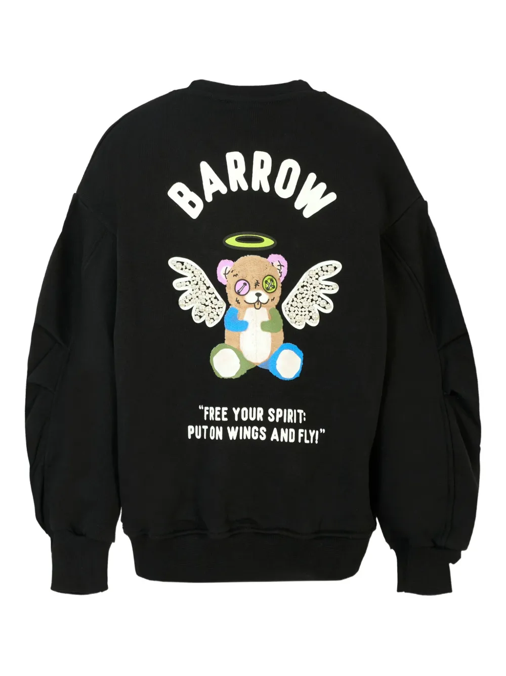 Barrow kids Sweater verfraaid met parels en engelvleugel Zwart