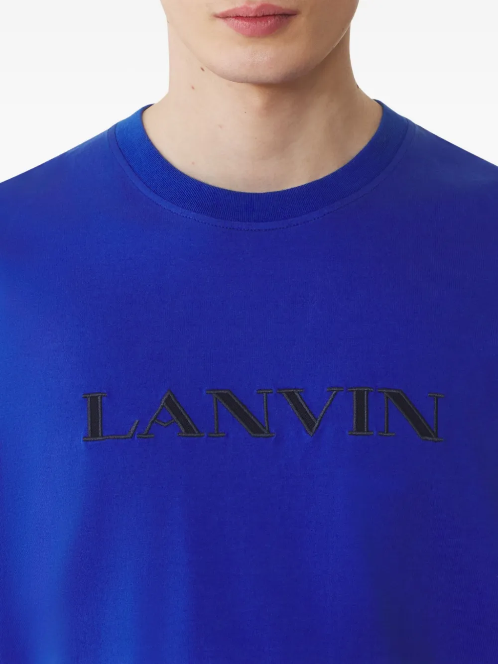 Lanvin Katoenen T-shirt met geborduurd logo Blauw
