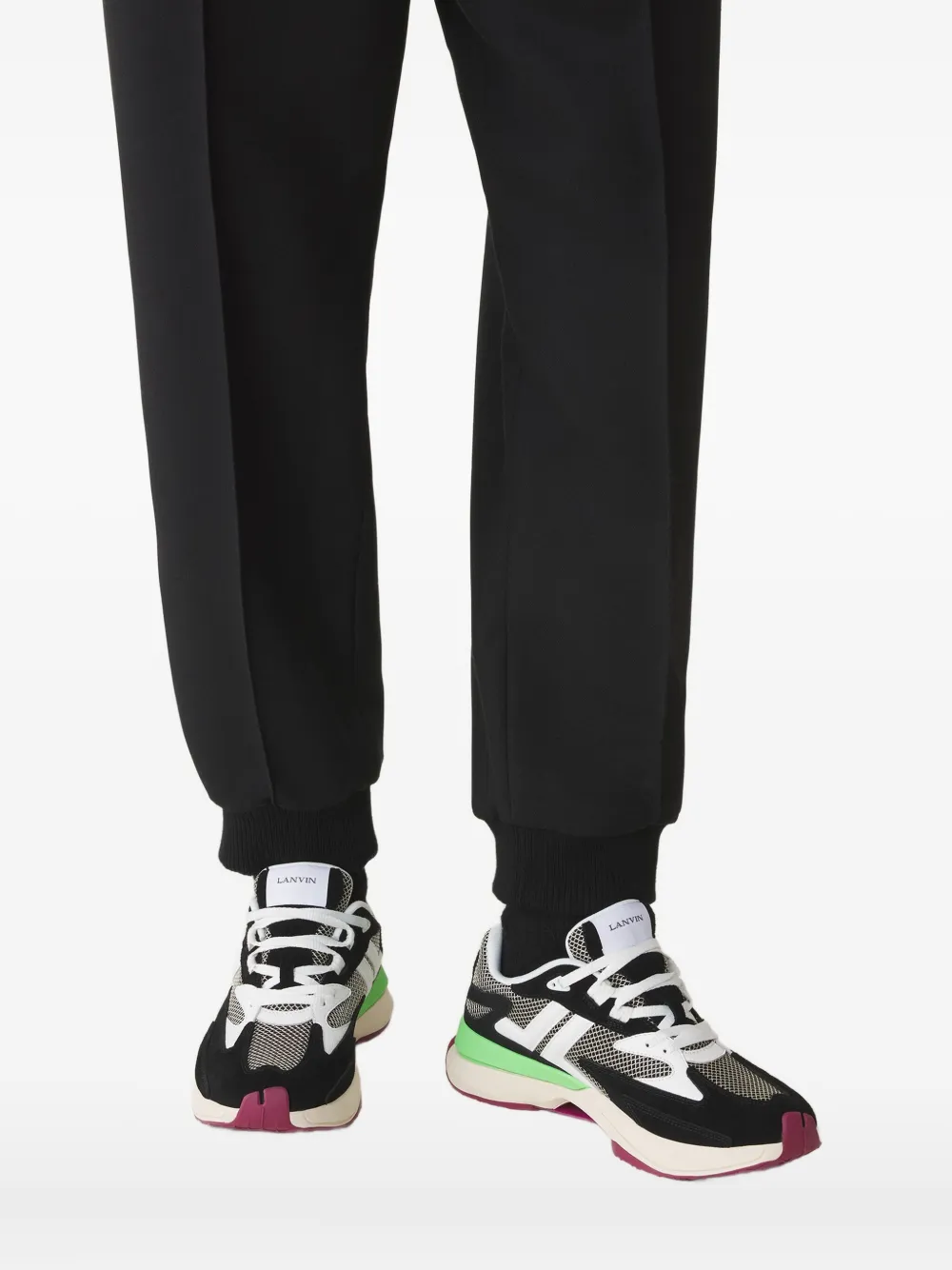 Lanvin mesh-panel leather sneakers Black