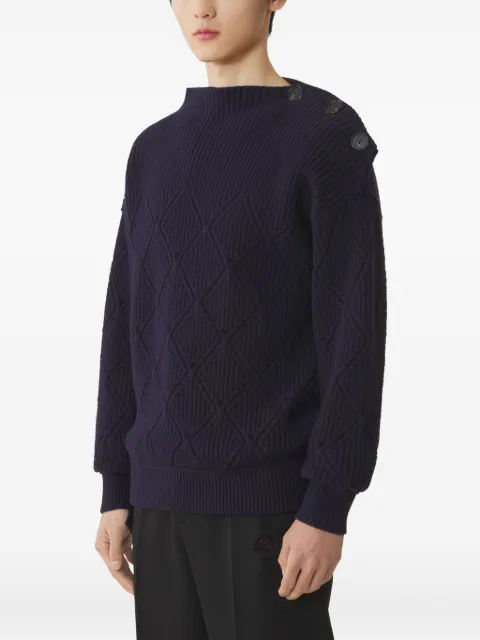 Lanvin diamond-pattern buttoned-shoulder sweater