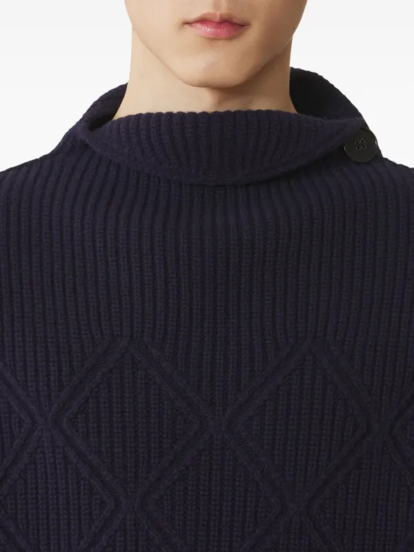 Pull Col Montant Lanvin En Laine Vierge - Taille M - Noir/beige - Occasion