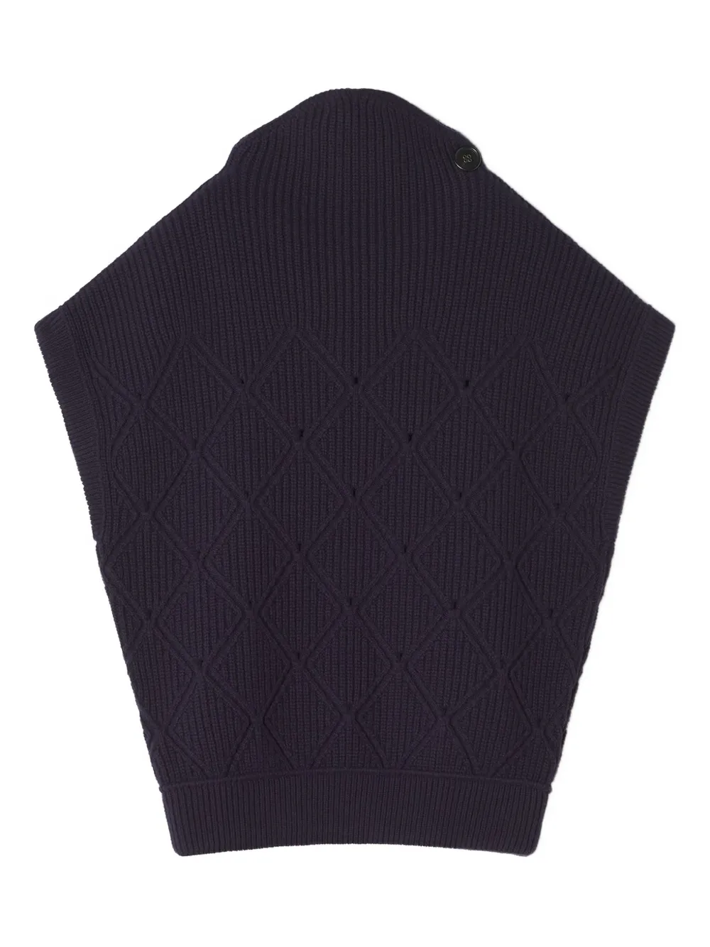 Lanvin High Neck Short Sleeve Knit Sweater In Blue