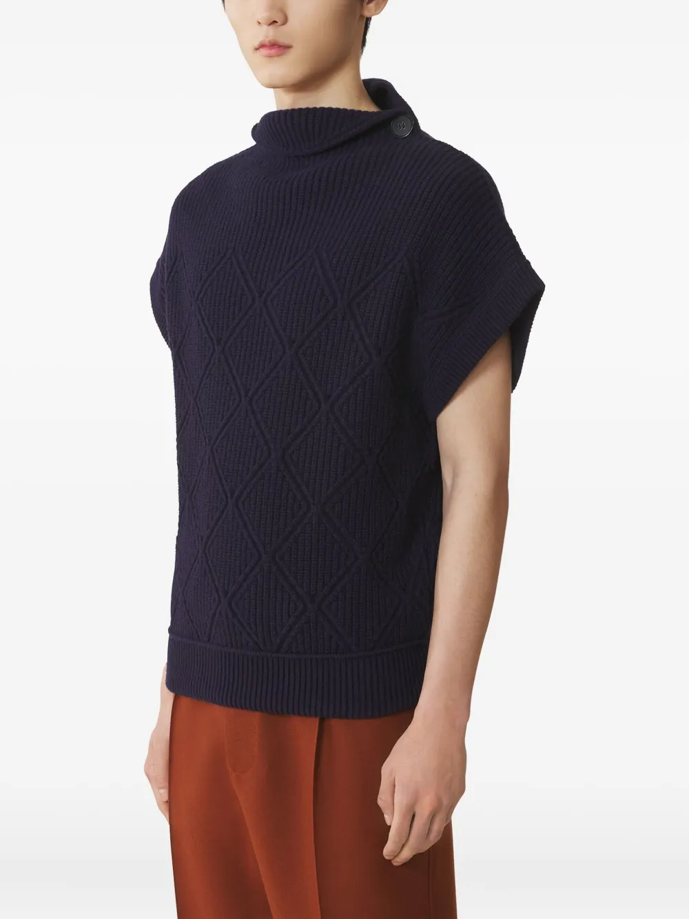 Lanvin high-neck diamond-pattern sweater | Blue | Image 1