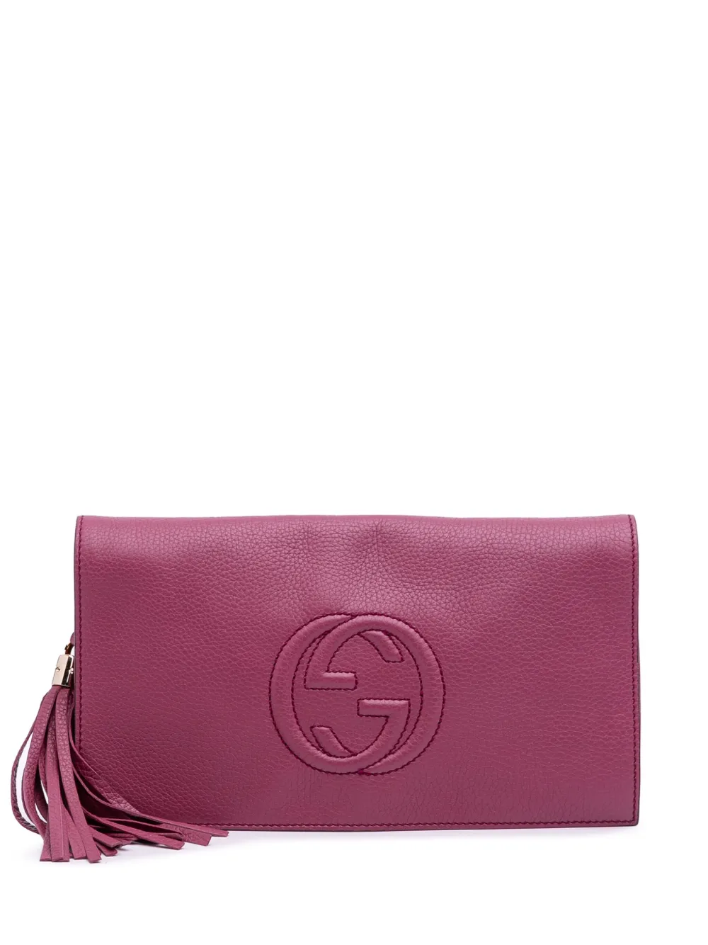 Pre-owned Gucci 2016-2025 Leather Soho Disco Clutch Bag In Pink