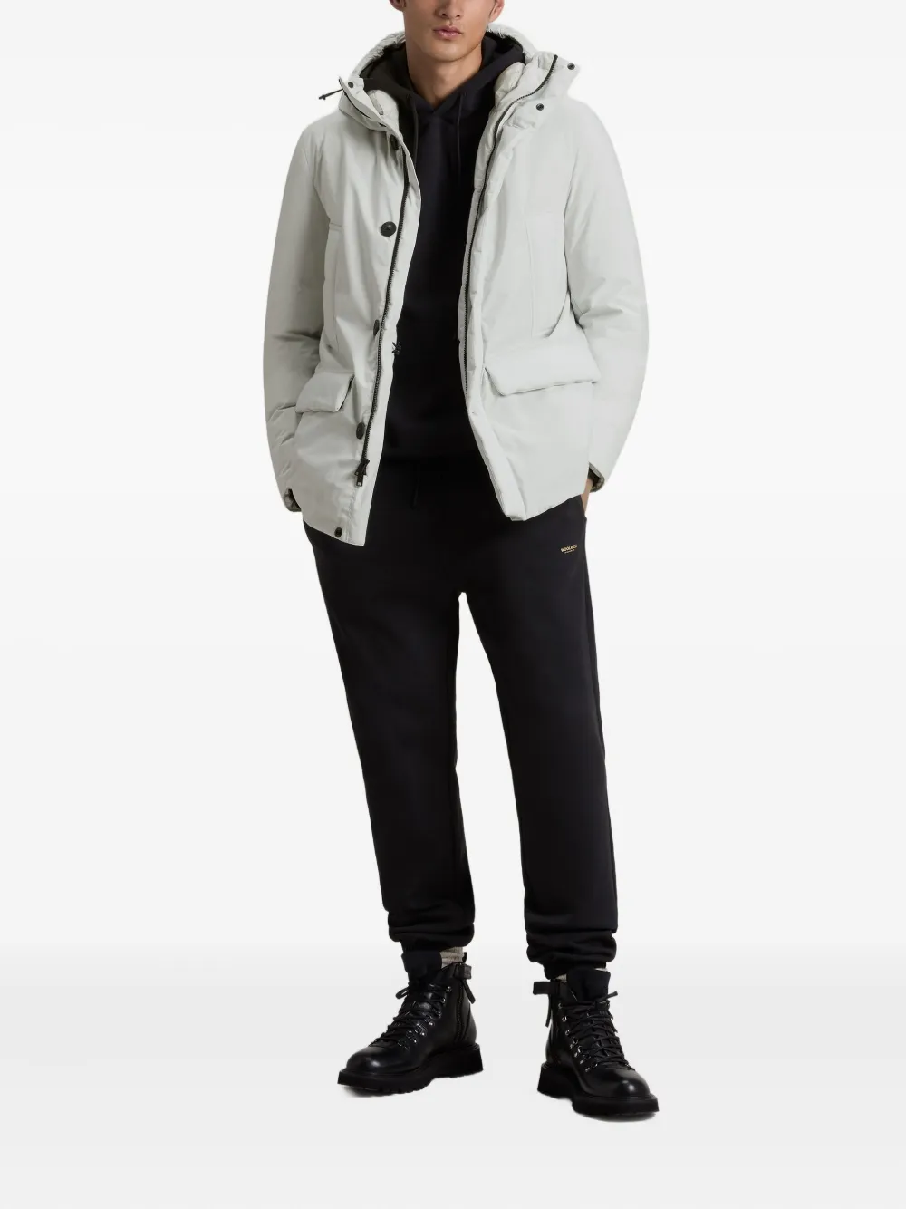 Woolrich Gewatteerd jack met capuchon en knoopsluiting Wit