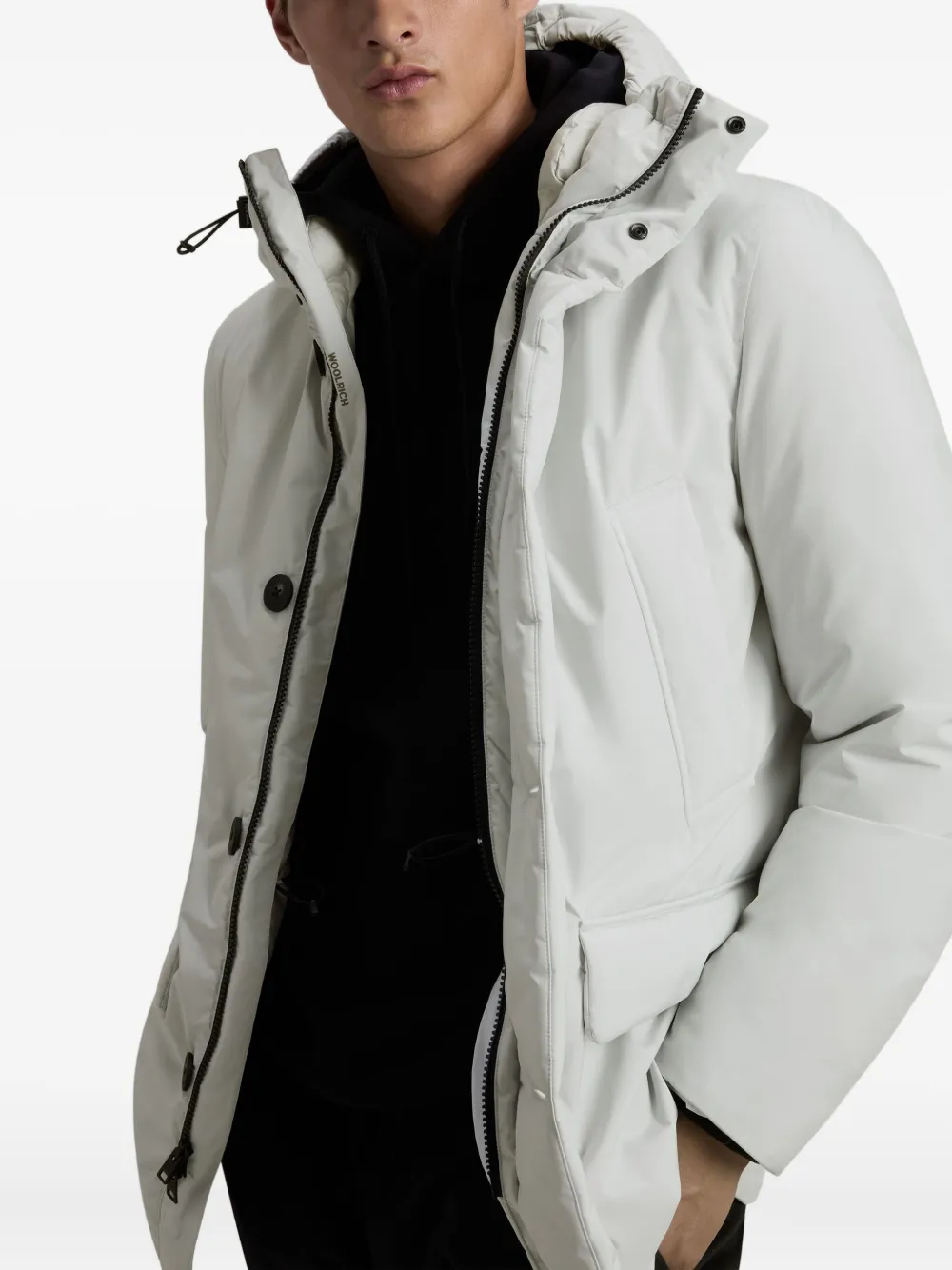 Woolrich Gewatteerd jack met capuchon en knoopsluiting Wit