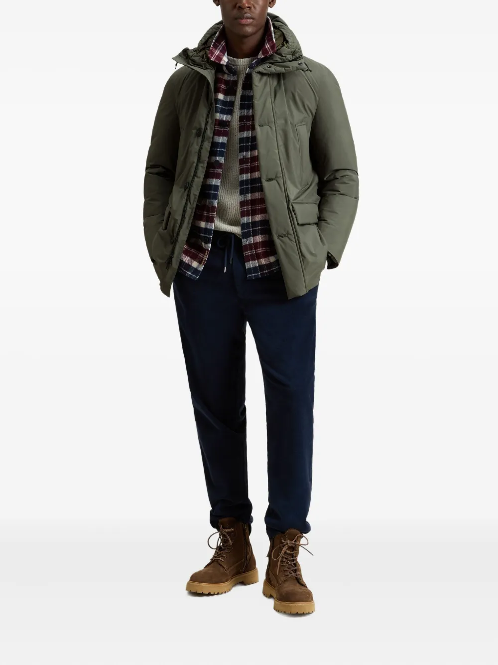 Woolrich Gewatteerd jack met capuchon en knoopsluiting Groen