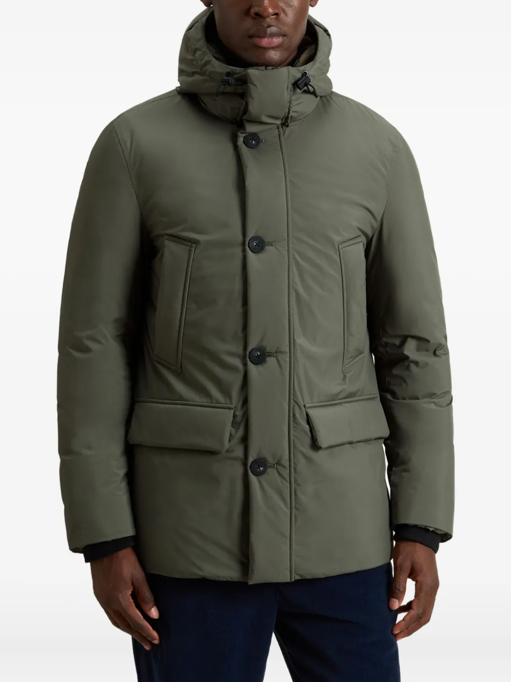 Woolrich Gewatteerd jack met capuchon en knoopsluiting Groen