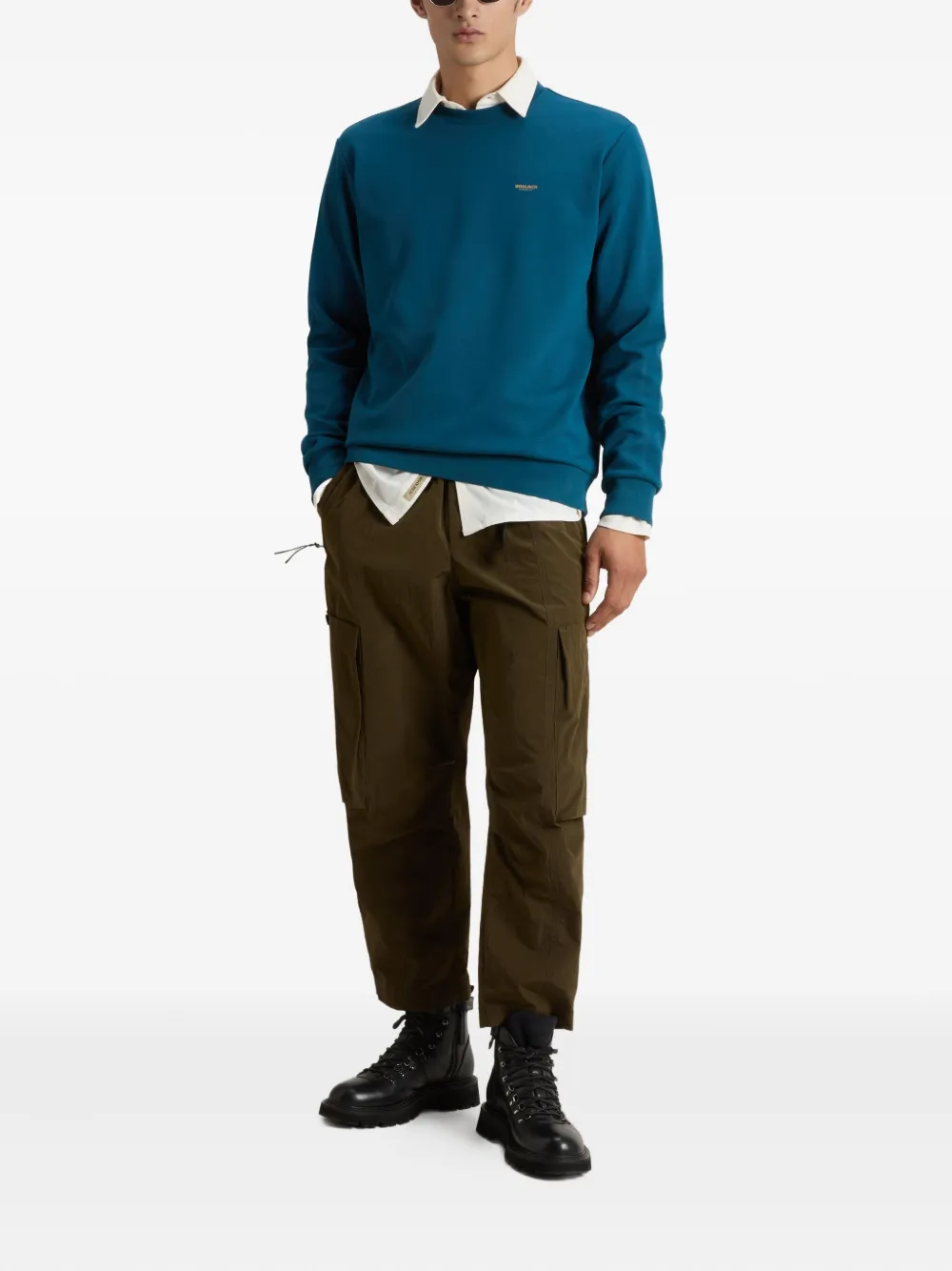 Woolrich logo interlock crew-neck sweater - Blauw