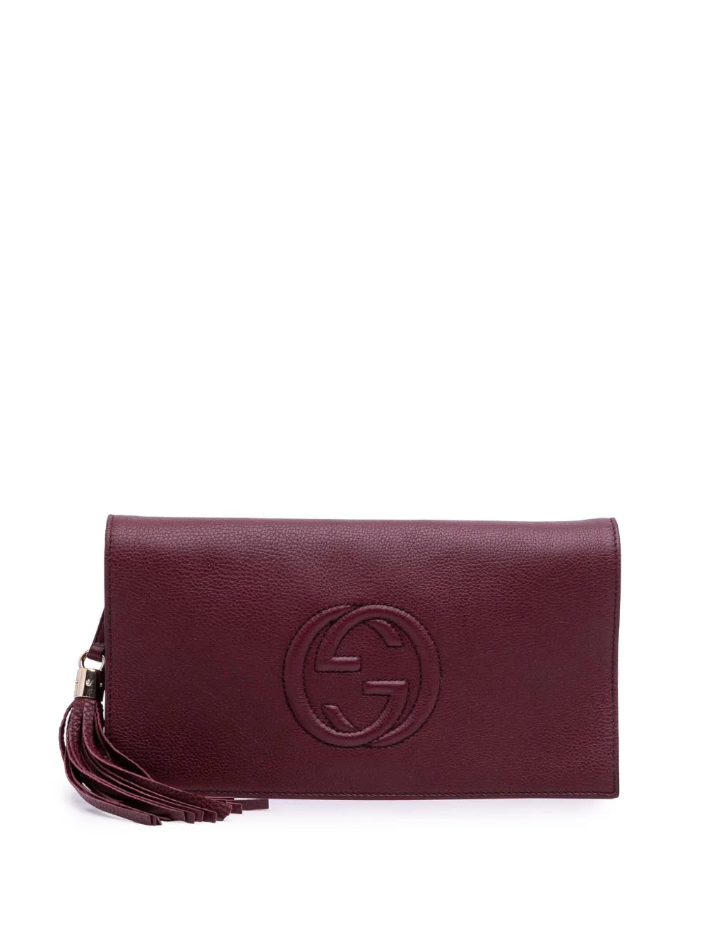 Pre-owned Gucci 2016-2025 Leather Soho Disco Clutch Bag In Red