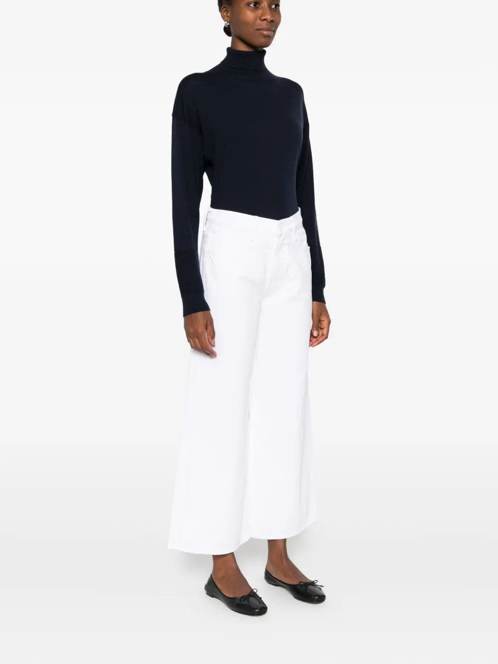 Mother The Ditcher Roller Wide-leg Cotton Jeans In White