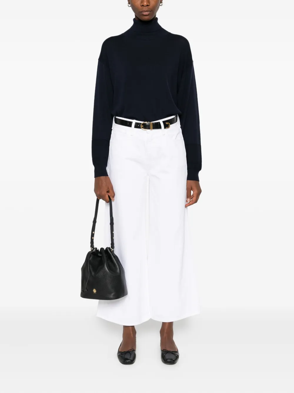 Mother The Ditcher Roller Wide-leg Cotton Jeans In White