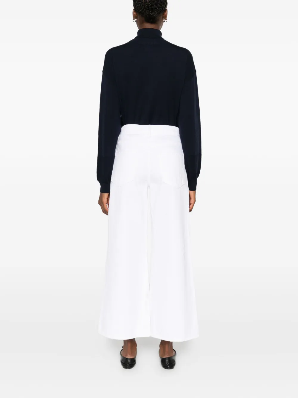 Mother The Ditcher Roller Wide-leg Cotton Jeans In White