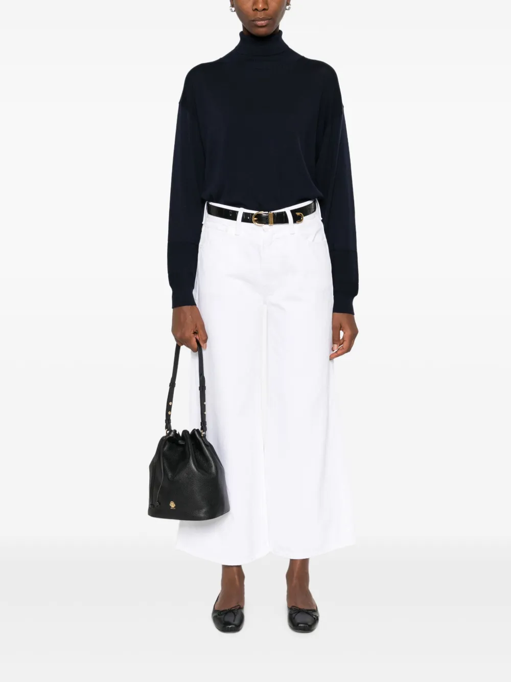 MOTHER The Ditcher Roller wide-leg cotton jeans - Wit