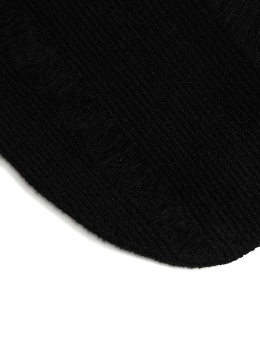 Yohji Yamamoto Geribbelde bivakmuts met franje Zwart