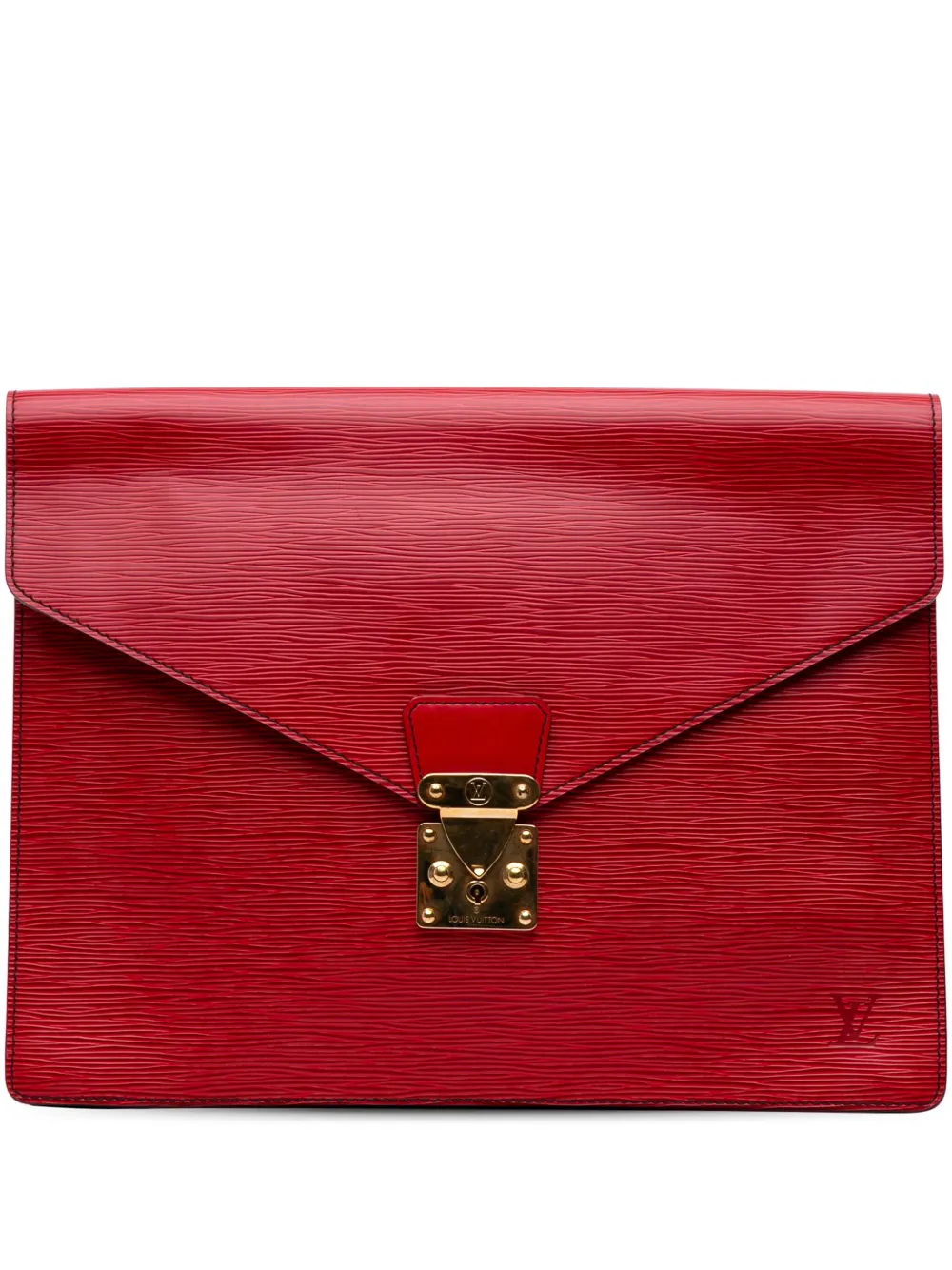 Pre-owned Louis Vuitton 1990 Epi Porte Documents Senateur Business Bag In Red