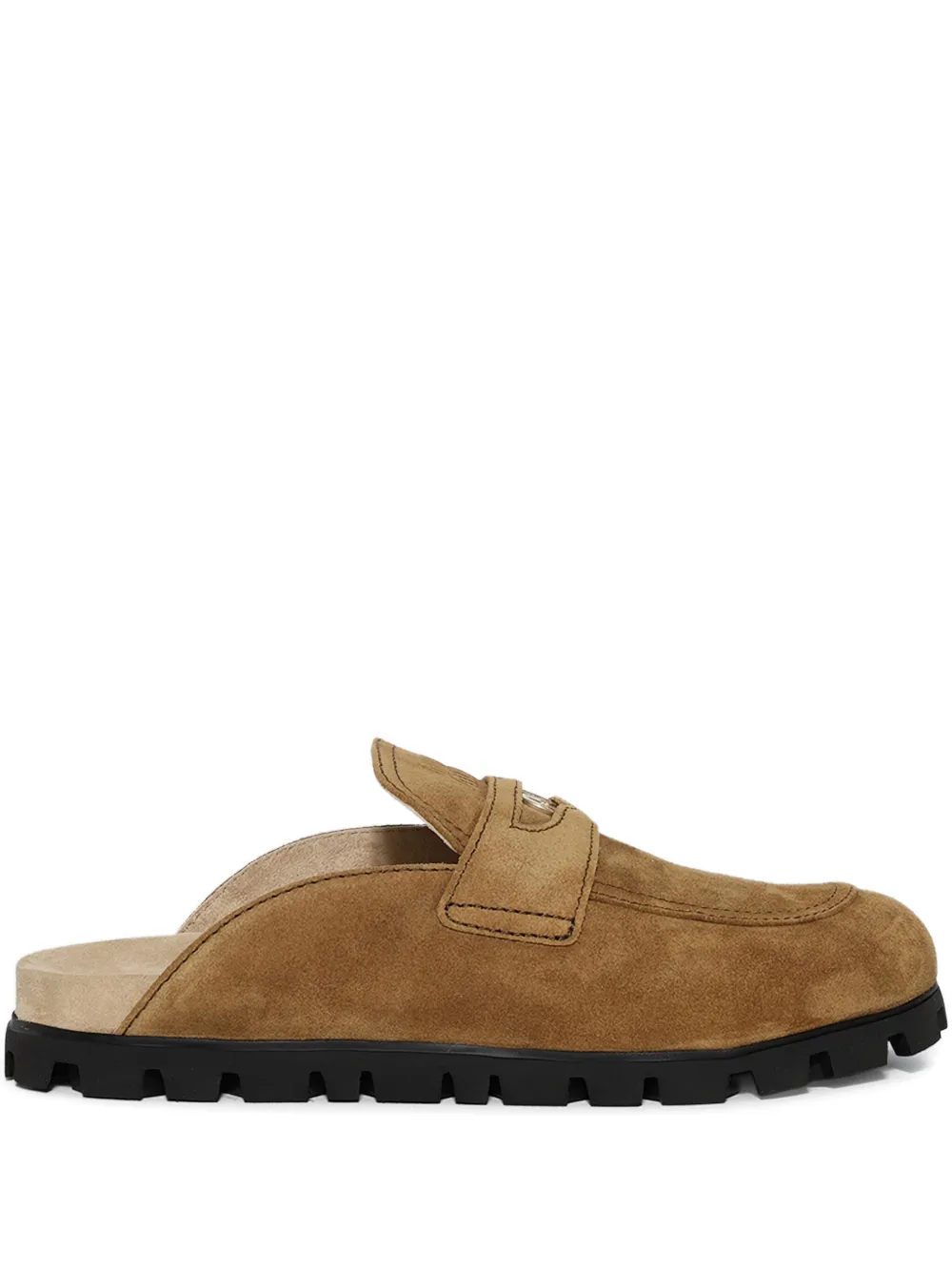 Miu Miu logo-detail suede loafers | Green | Image 1