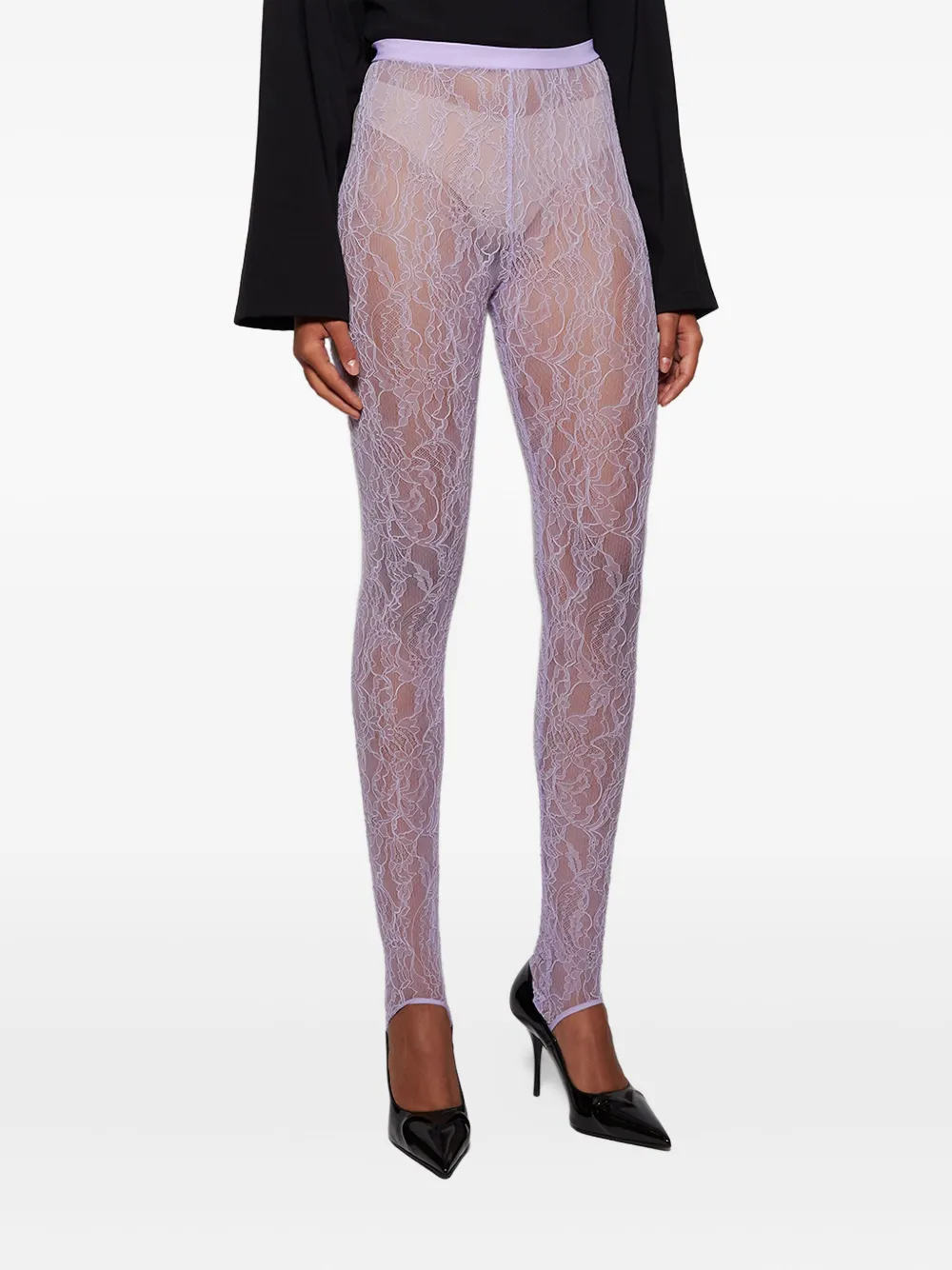 Wardrobe.nyc Lace Stirrup Leggings In Pink