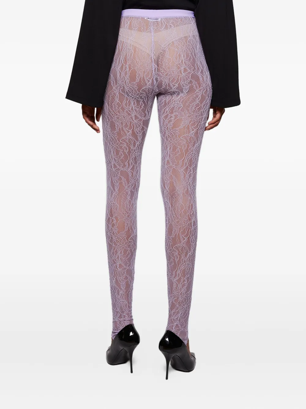 Wardrobe.nyc Lace Stirrup Leggings In Pink