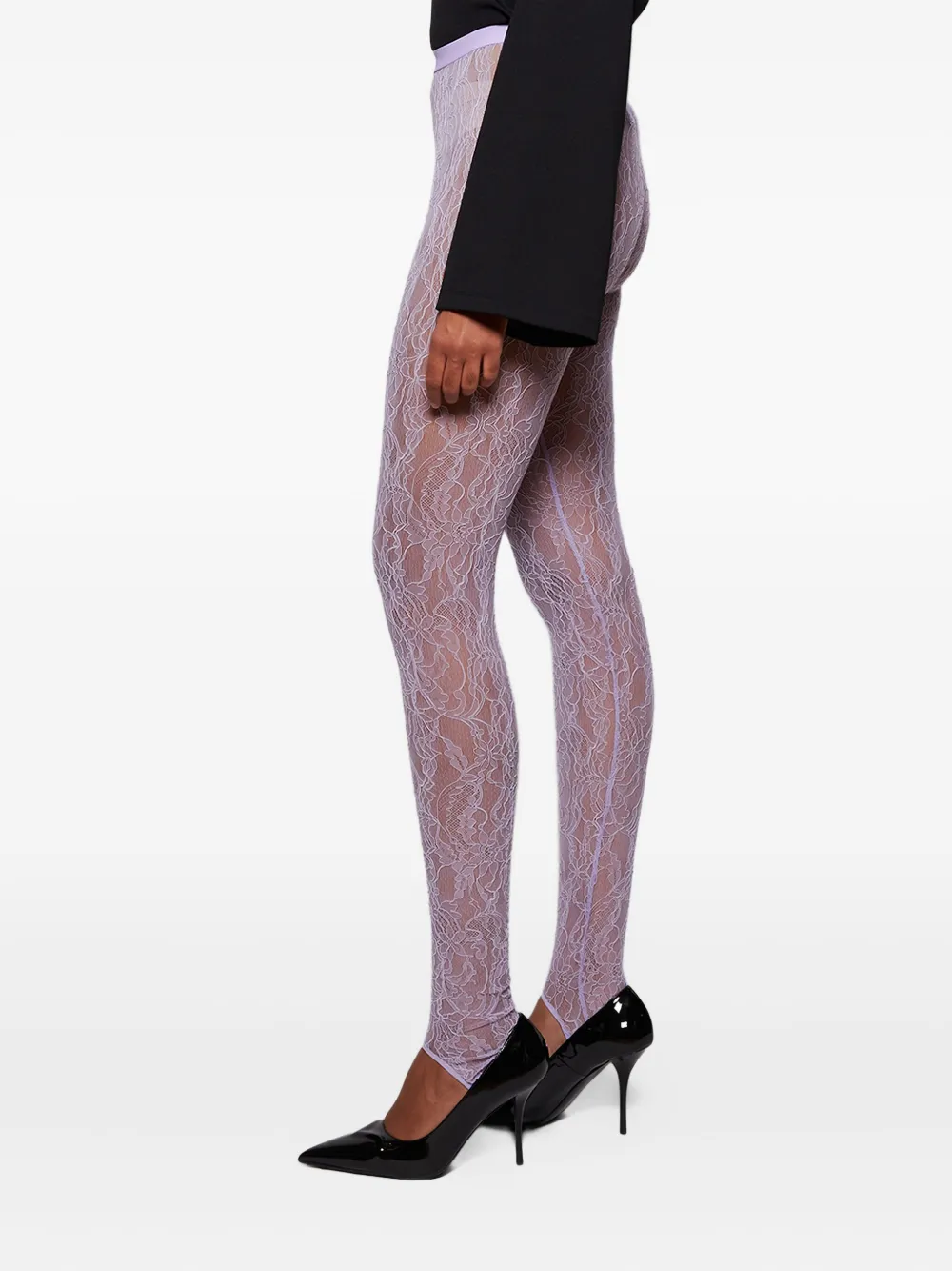 Wardrobe.nyc Lace Stirrup Leggings In Pink