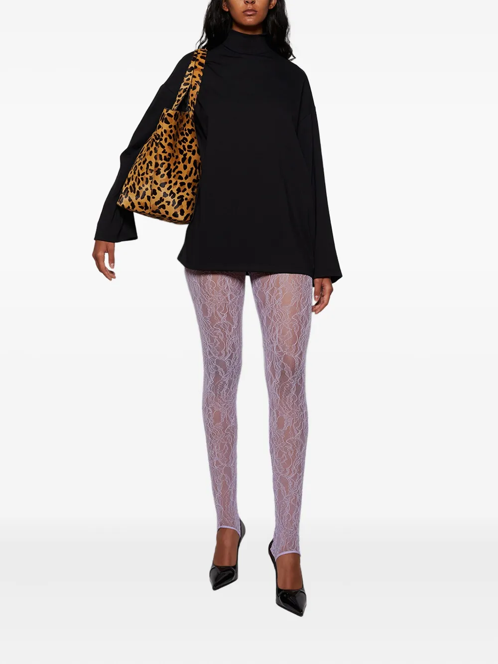 Wardrobe.nyc Lace Stirrup Leggings In Pink