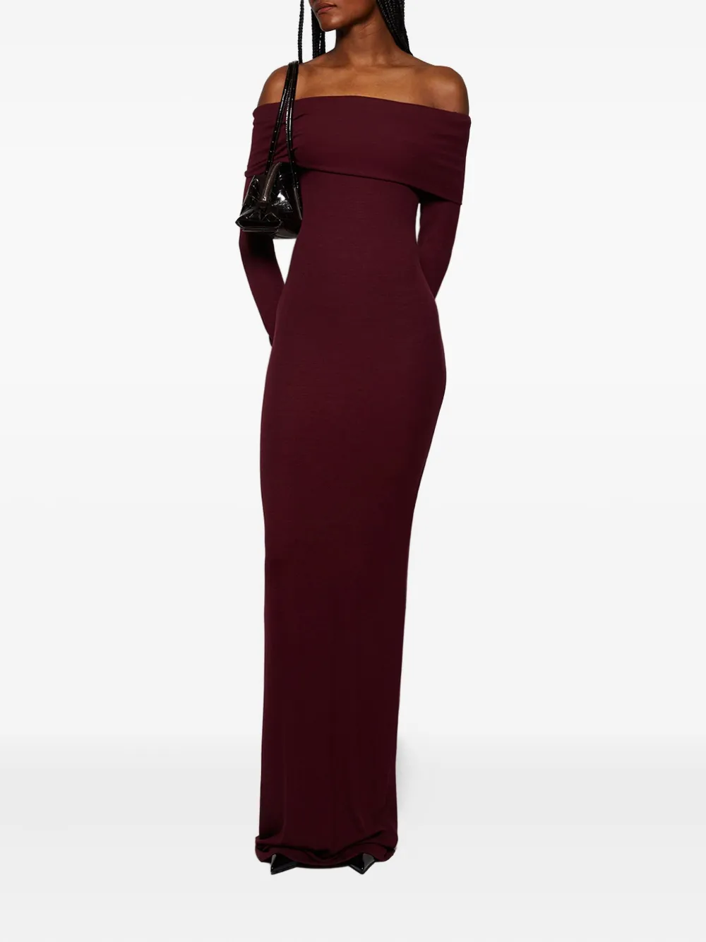 ETERNE long-sleeve off-shoulder maxi dress - Rood