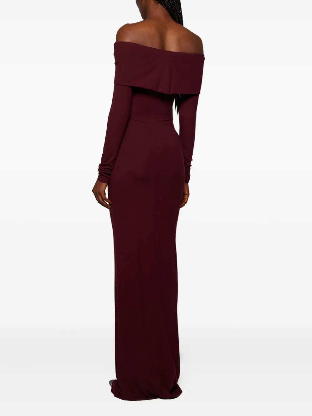 ETERNE Off-shoulder maxi-jurk met lange mouwen Rood