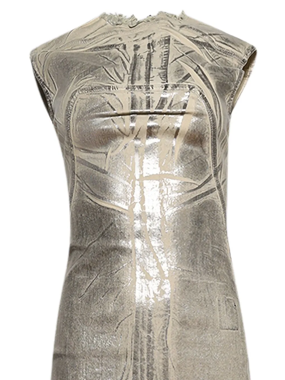 Rick Owens Drkshdw Womens Palladium Metallic Denim Column Maxi Dress In Neutral