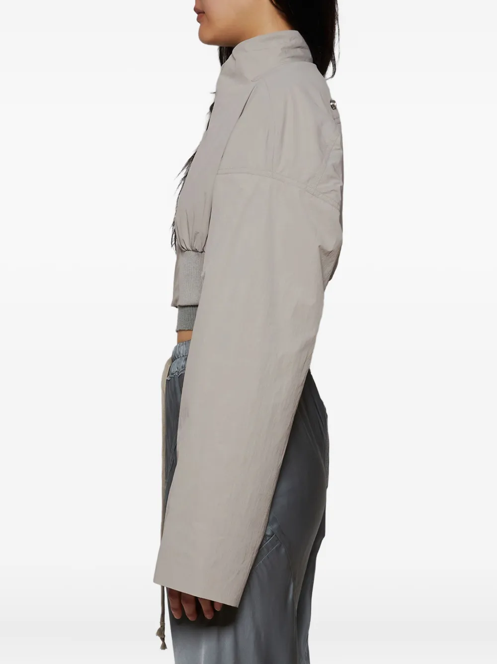Rick Owens Cropped Zip-front Bomber Jacket In Gray