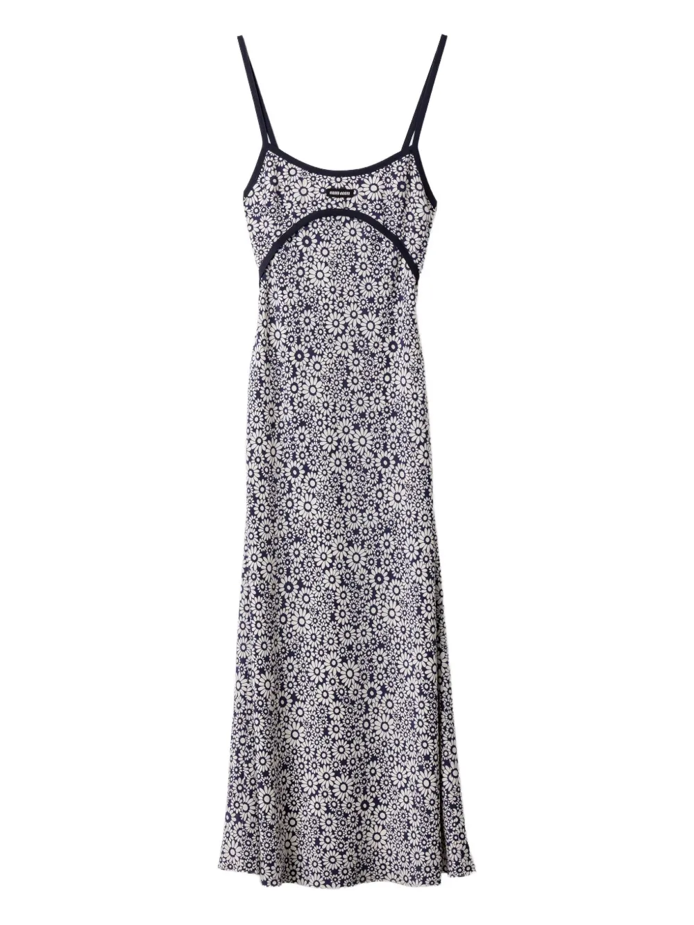 Miu Miu Floral Print Maxi Dress With Spaghetti Straps In Multi