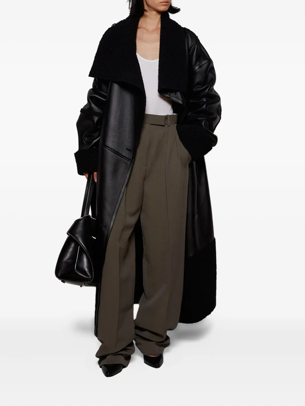 ENTIRE STUDIOS shearling long coat - Zwart