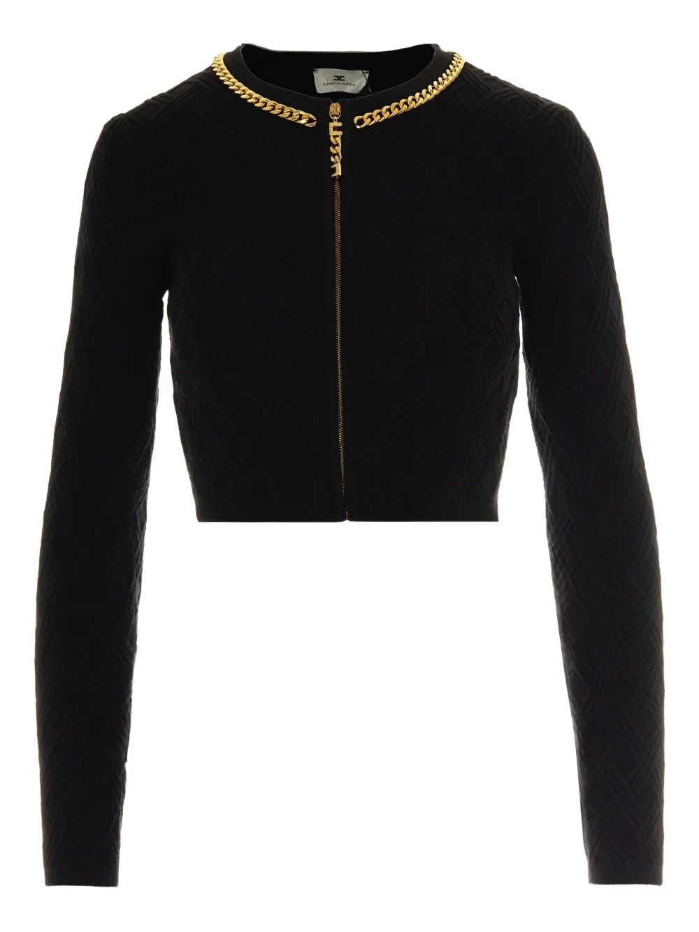 chain-trim diamond-pattern cardigan