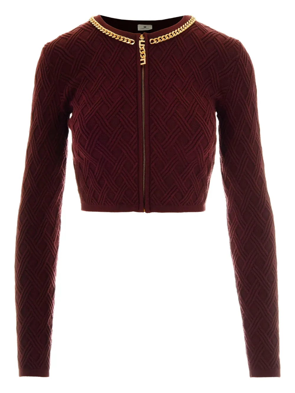 chain-embellished textured cardigan