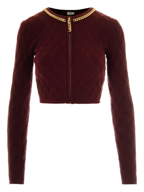 Cardigan à détails de chaînes - Elisabetta Franchi - Modalova