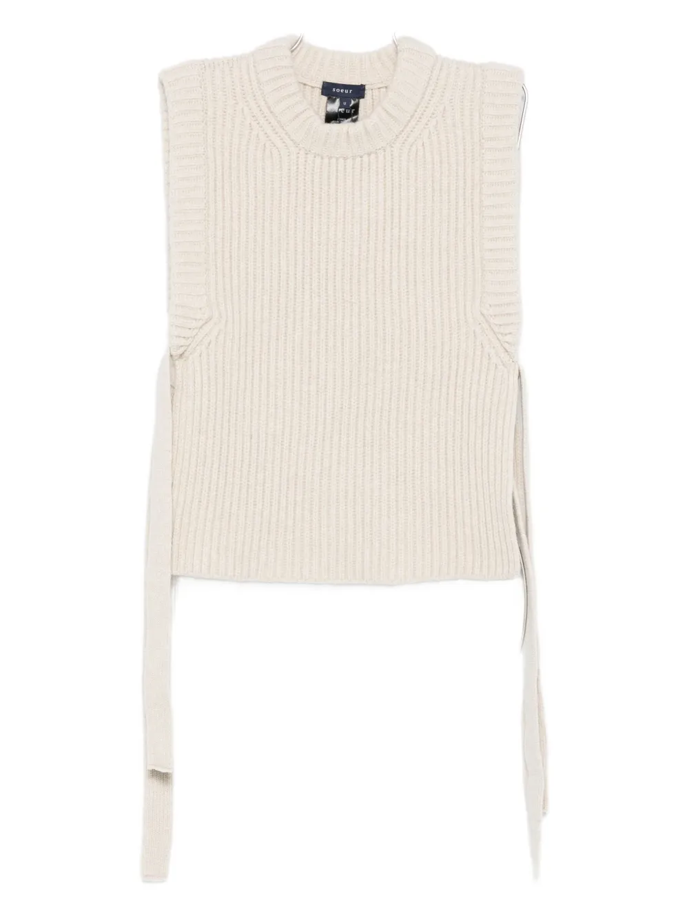Soeur Sleeveless Woolen Sweater In Neutral