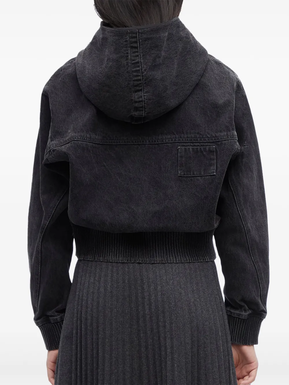 3.1 Phillip Lim Denim hoodie met geribbelde afwerking Zwart