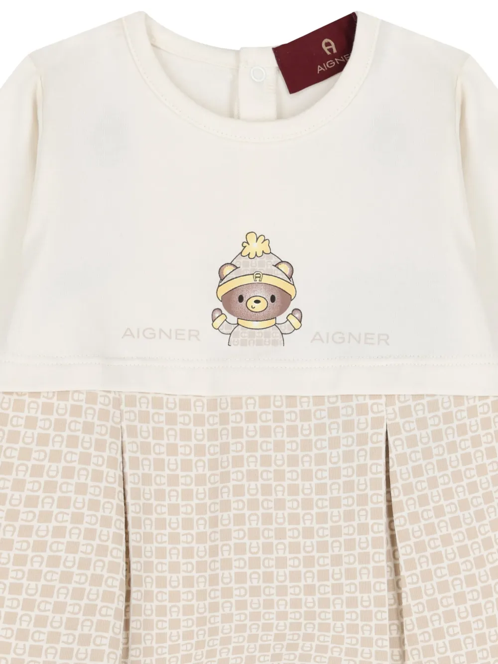 Aigner Kids teddy-bear logo pajamas Beige