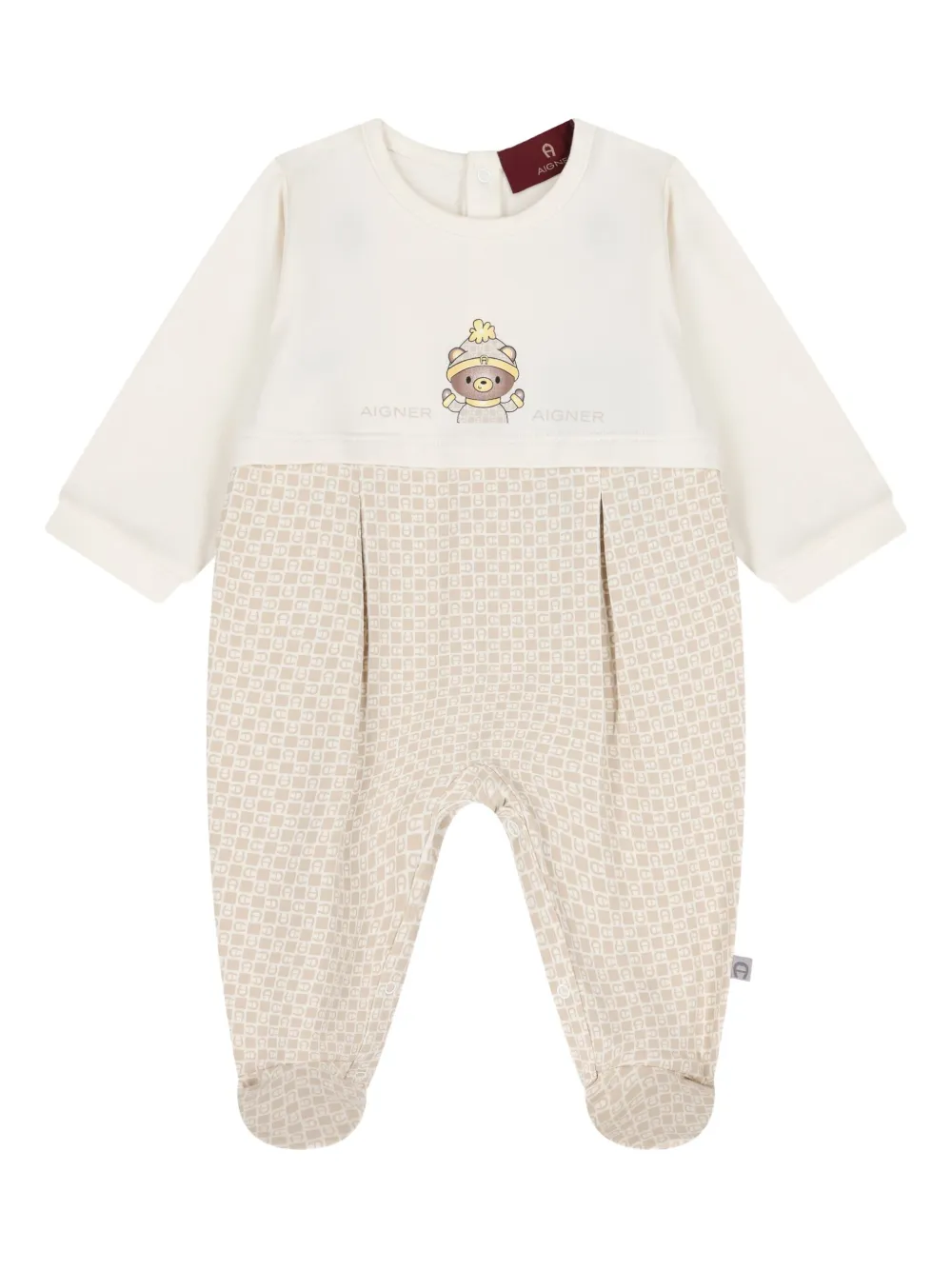Aigner Kids teddy-bear logo pajamas Beige