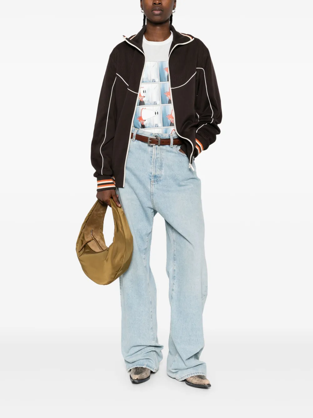 Golden Goose Jack met geribbeld vlak en rits Bruin