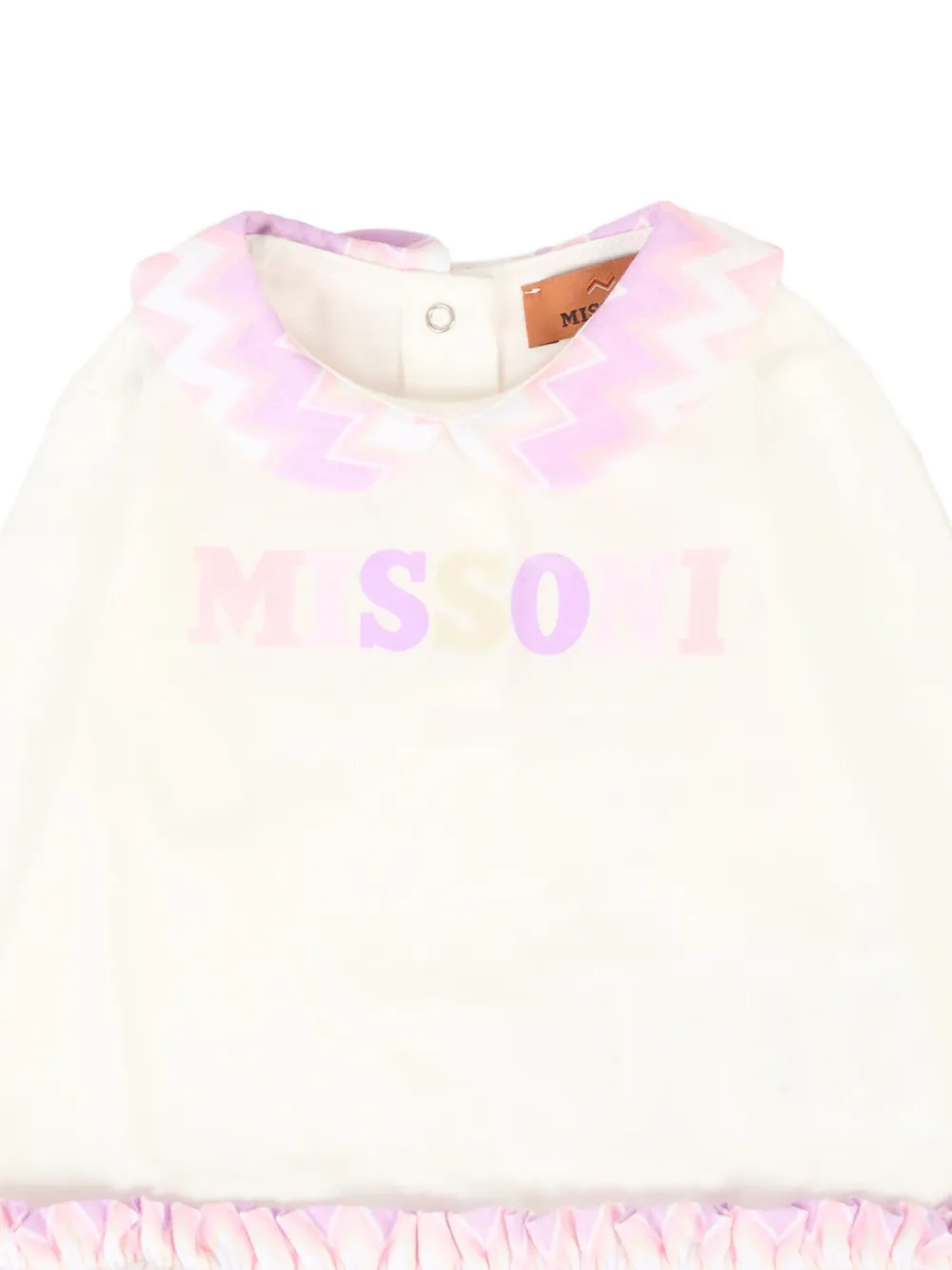 Missoni Kids T-shirt met chevron patroon en ruches Wit